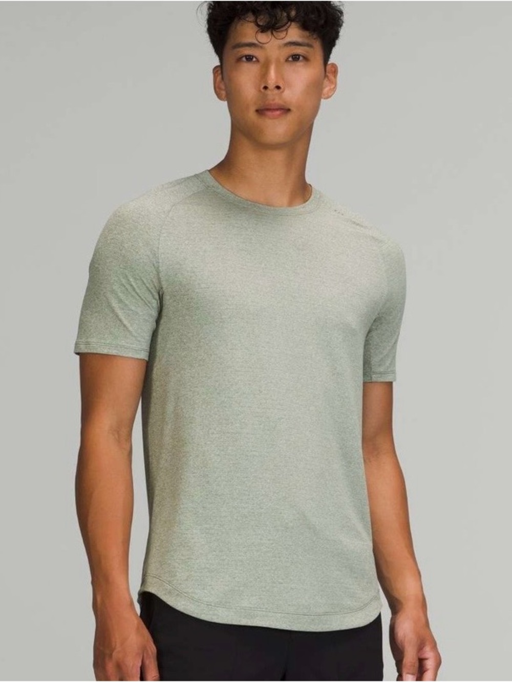 MENS Lululemon Drysense Short Sleeve Shirt Green Twill / White